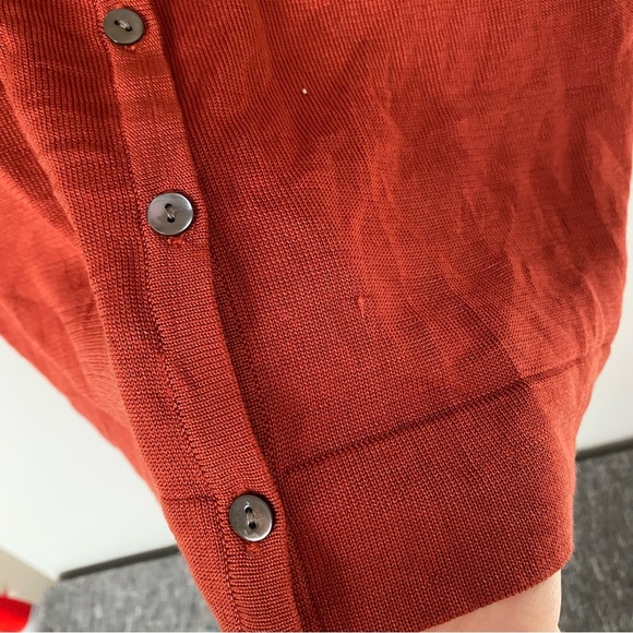 Eddie Bauer Silk Button Up Cardigan Pumpkin Size Medium Petite - Picture 7 of 9